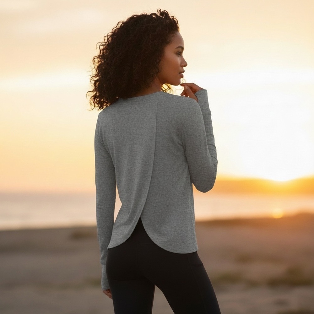 Athleta, Sunlover UPF Tulip Back Top, Heather Gray, XL